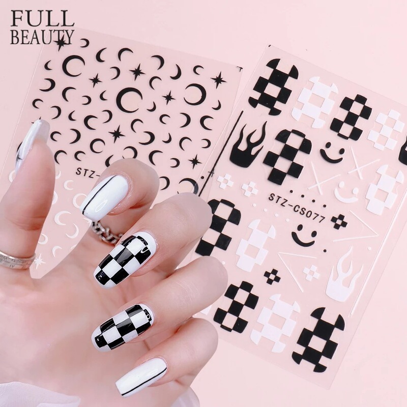 2022 New Nail Art Sticker ins Spelling Evening Net Red Star Moon Black and White Butterfly Chessboard Smiling Face Flame Adhesive 2022 New Nail Art Sticker ins Spelling Evening Net Red Star Moon Black and White Butterfly Chessboard Smiling Face Flame Adhesive