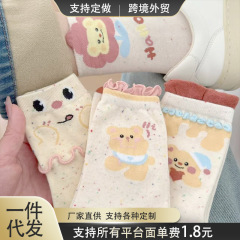 袜子女中筒袜卡通小熊春夏季薄款日系可爱花边甜美学生ins潮百搭