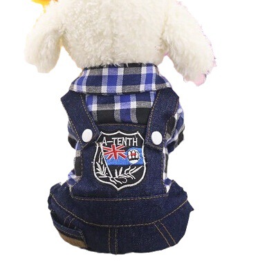 Haustierbekleidung im Karostil, Hunde- und Katzenbedarf, Vierbeiner-Katzenoveralls, Denim-Haustierbekleidung_voghion.com
