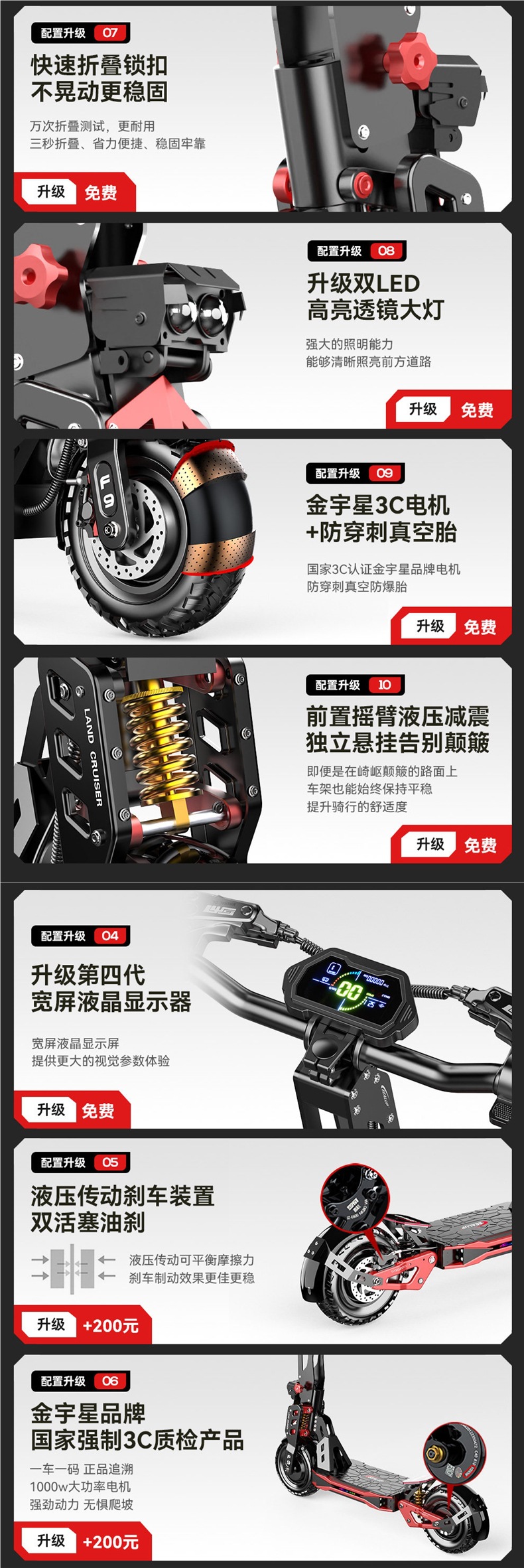 Xilop electric skateboard, dual-drive 1000-watt supercar, foldable off-road shock-absorbing small adult scooter