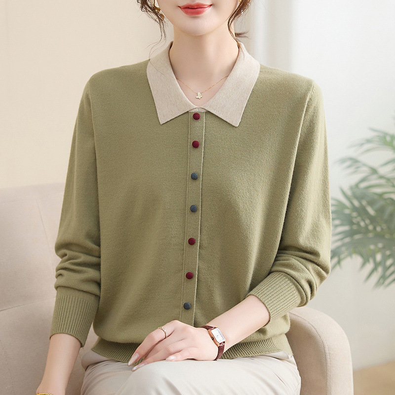 中老年女装春秋款休闲长袖上衣年轻妈妈2025新款洋气款秋装针织衫|undefined