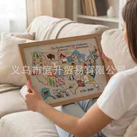USA Map Cross Stitch DIY Kit美国地图十字绣工具包材料2026新