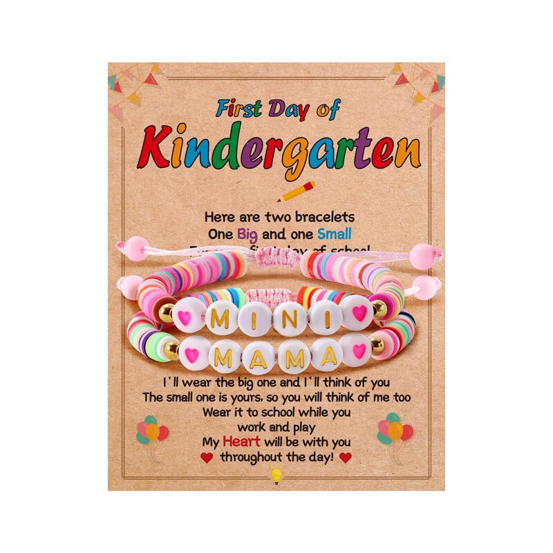 Amazon Cross-border New Mother and I Heart Beaded School Bracelet Fashion Personality First Jewelry Ladies Gift