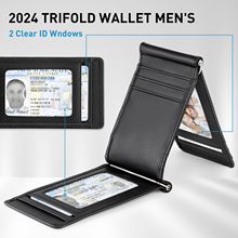 跨境折叠翻转卡包大容量卡位防盗刷门禁卡保护套男士真皮钱包定制