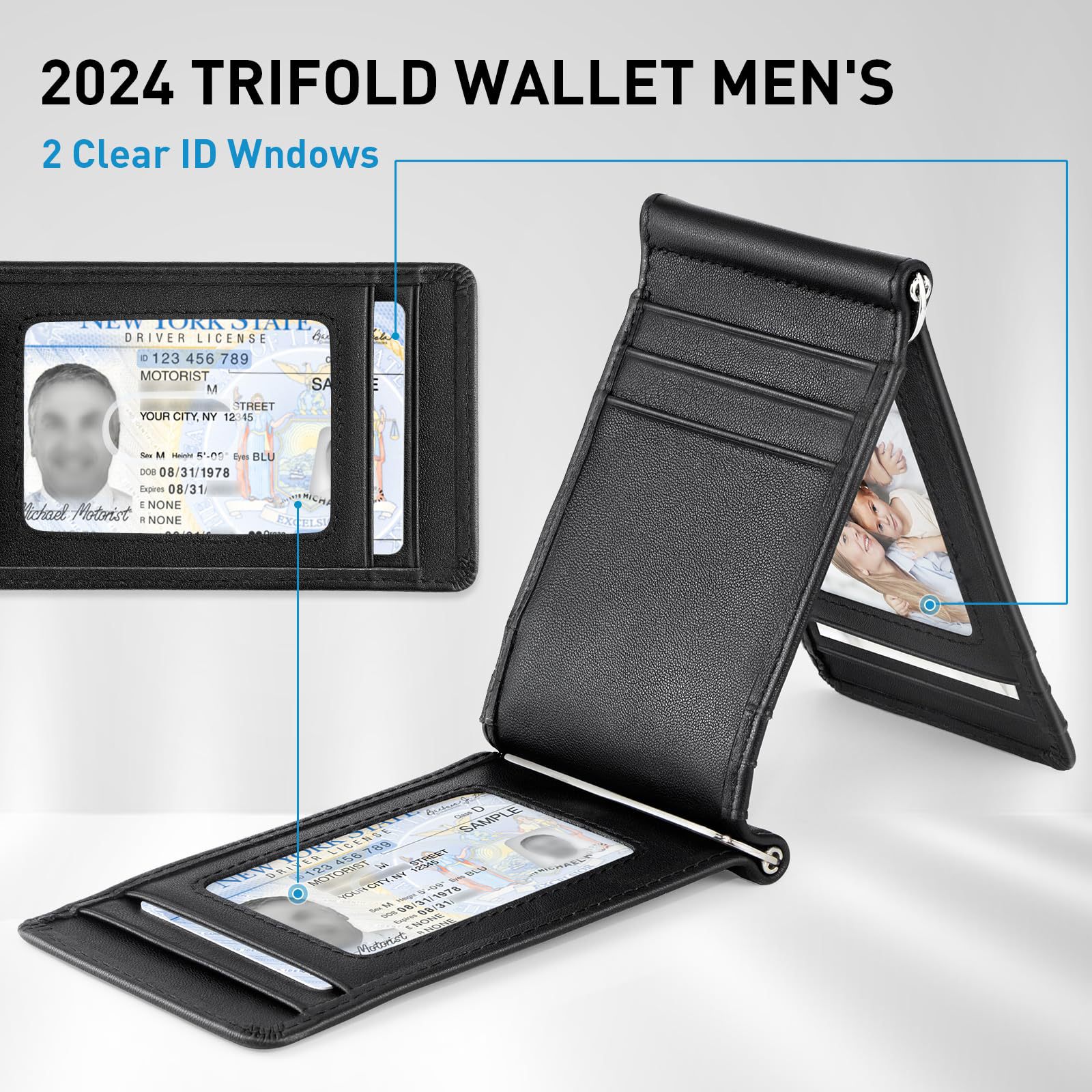 Cross-border plegable Flip nuevo titular de la tarjeta de gran capacidad titular de la tarjeta de acceso antirrobo tarjeta de acceso cubierta protectora billetera de cuero para hombres