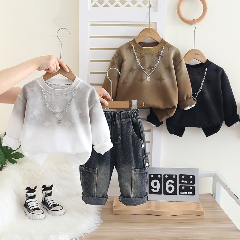 跨境童装春季秋季新款男童婴幼儿宝宝童套装卫衣长袖套装两件套潮