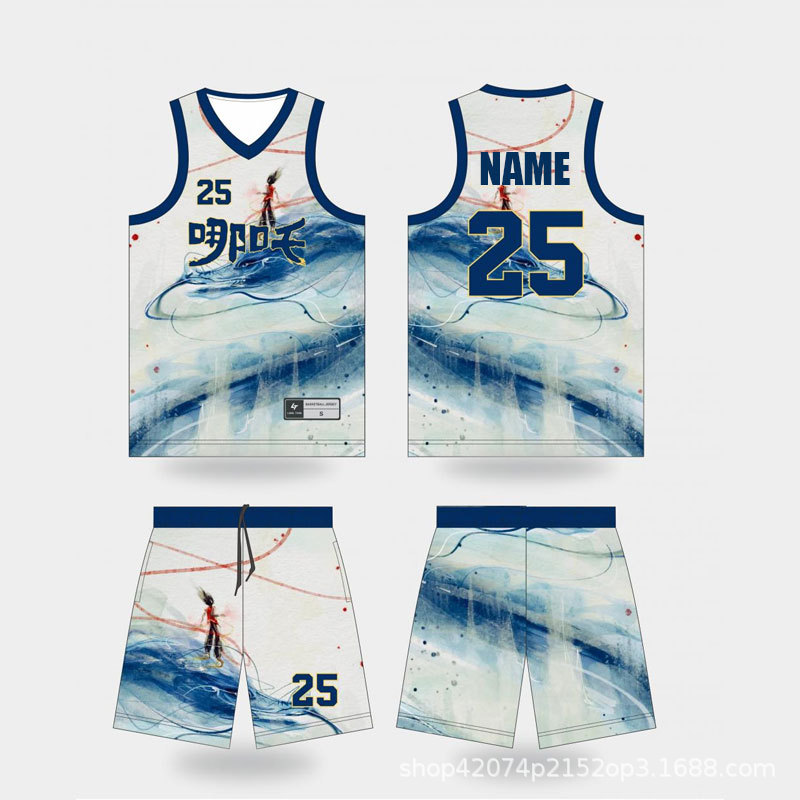 Nezha Series Full-Body Digital Printing Customized Basketball Uniform Suit Team Game Training Jersey Cross-Border Wholesale and Distribution