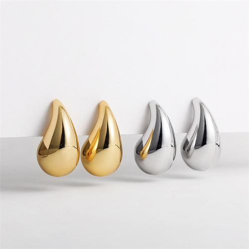 European and American cross-border show retro comma teardrop punk style earrings niche simple glossy hanging small water drop earrings