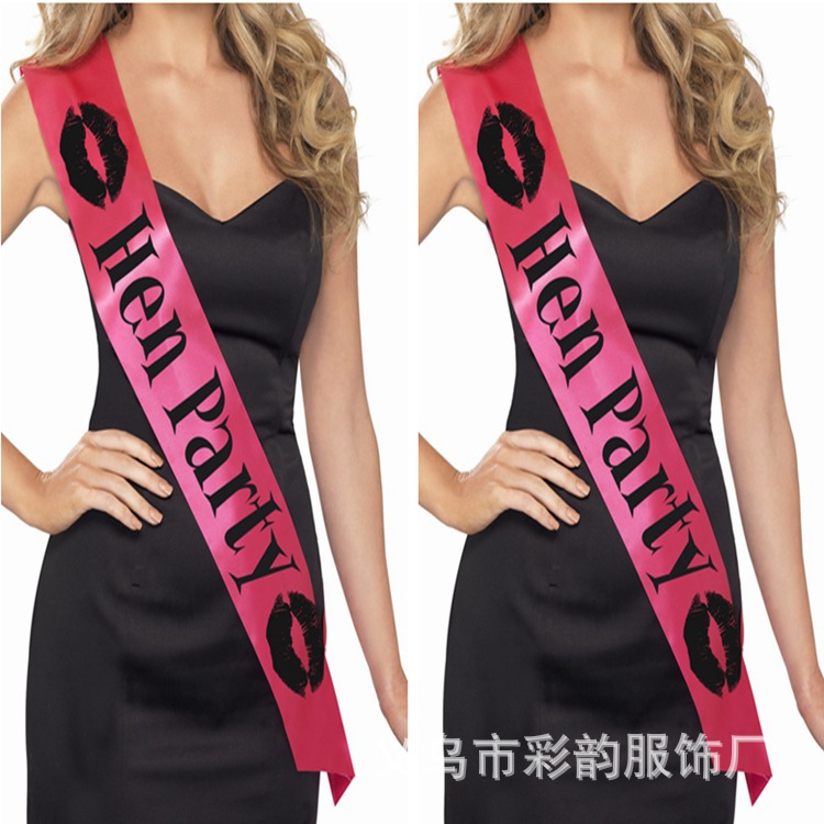 Suministro de todo tipo de correa de cortesía de tela de seda, correa de hombro de fiesta de cumpleaños, correa de escuela de graduación de Hen Parly