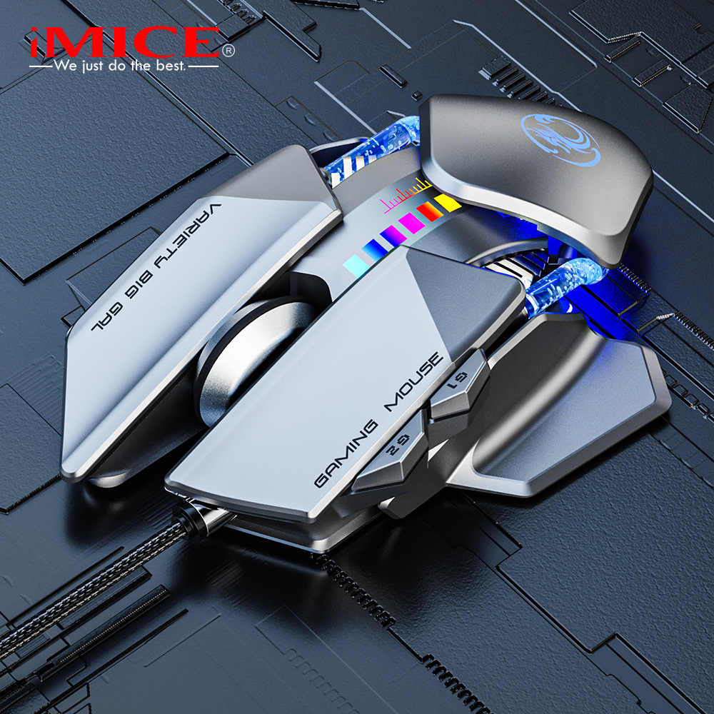 IMICE厂家直供有线吃鸡RGB游戏鼠标金属铁板编程人体工程学usb