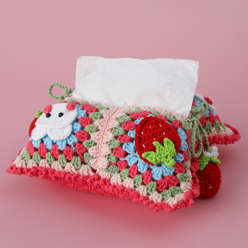 手作りの完成品の収納袋の雪菲糸フックティッシュのティッシュのティッシュの袋のシリーズのいちごのウサギのティッシュの箱の子猫のカエル