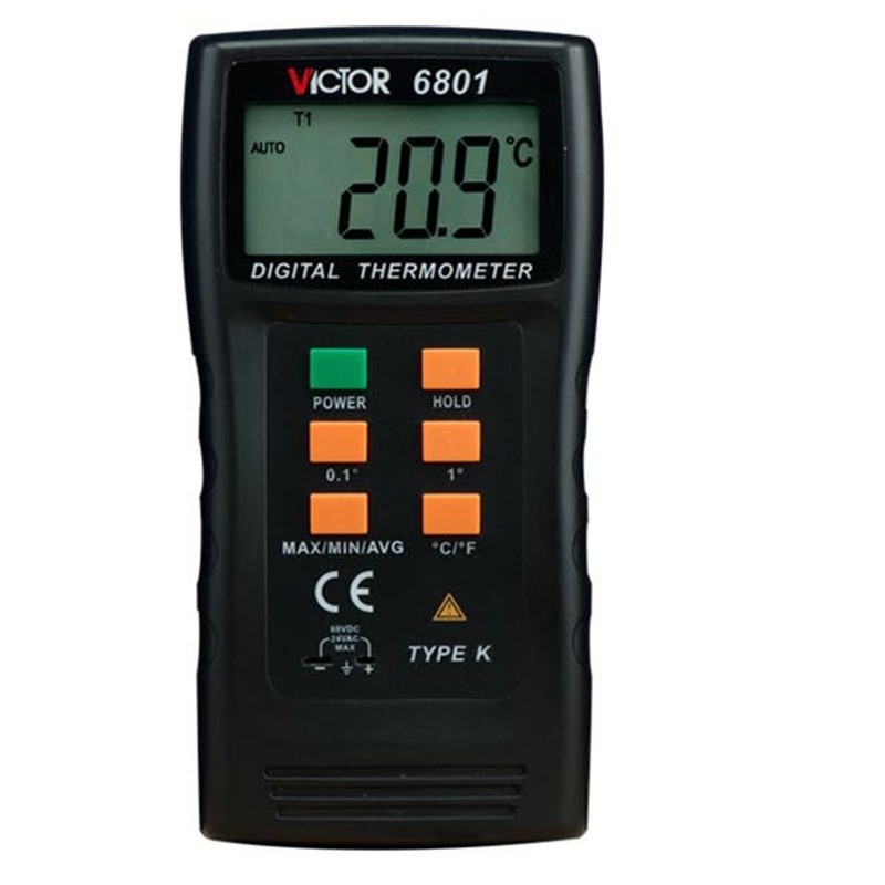 胜利数字DM6801A热电偶温度计高精度电子测温仪带探头温度表工业