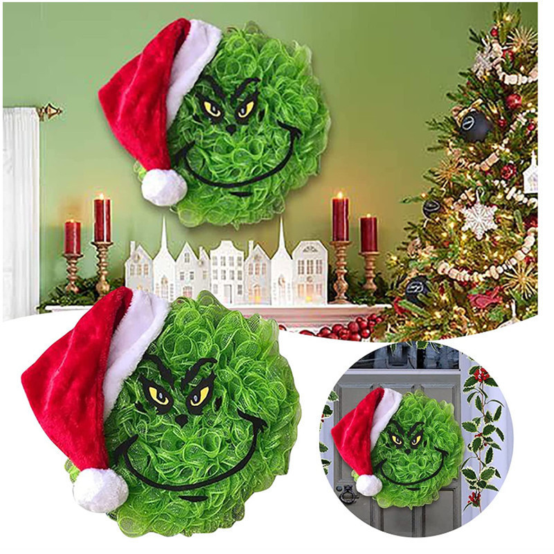 独立駅クリスマス花輪2022クロスボーダー熱売祝日装飾品グリンチクリスマス泥棒花輪ストラップ|undefined