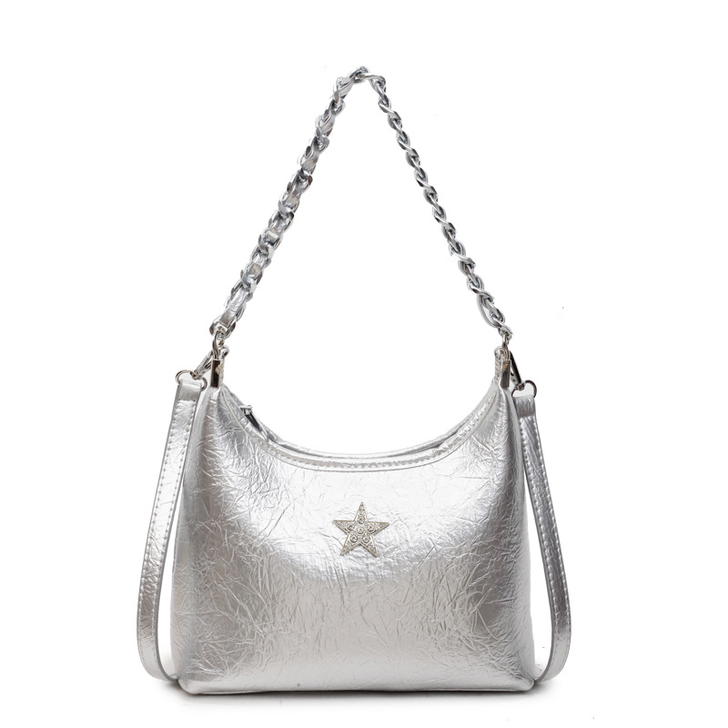 Bolsa de cadena de textura de alta calidad 2025 verano nuevo estilo bolso de hombro con patrón de agarre bolso de mensajero de estrella de diamantes mujer