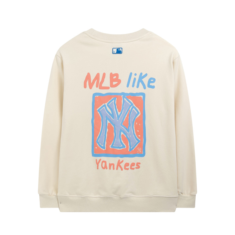 正确高品MLB韩国潮牌秋冬新款发泡涂鸦印花男女同款宽松圆领卫衣|undefined