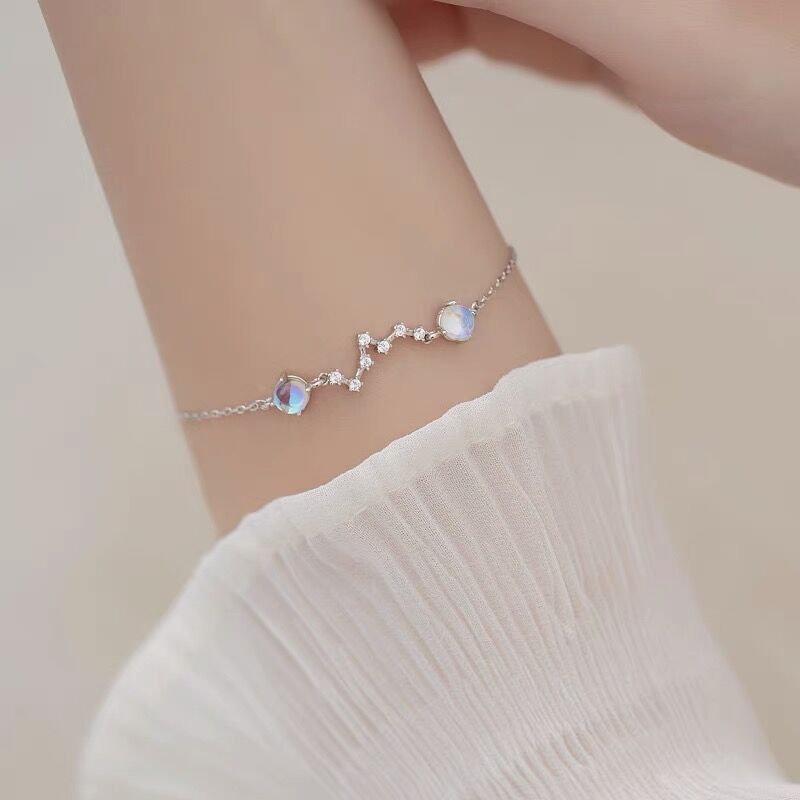 S925 Sterling Silver lucky The Big Dipper Bracelet Polaris Moonstone Bracelet Light extravagance temperament student Simplicity Bracelets