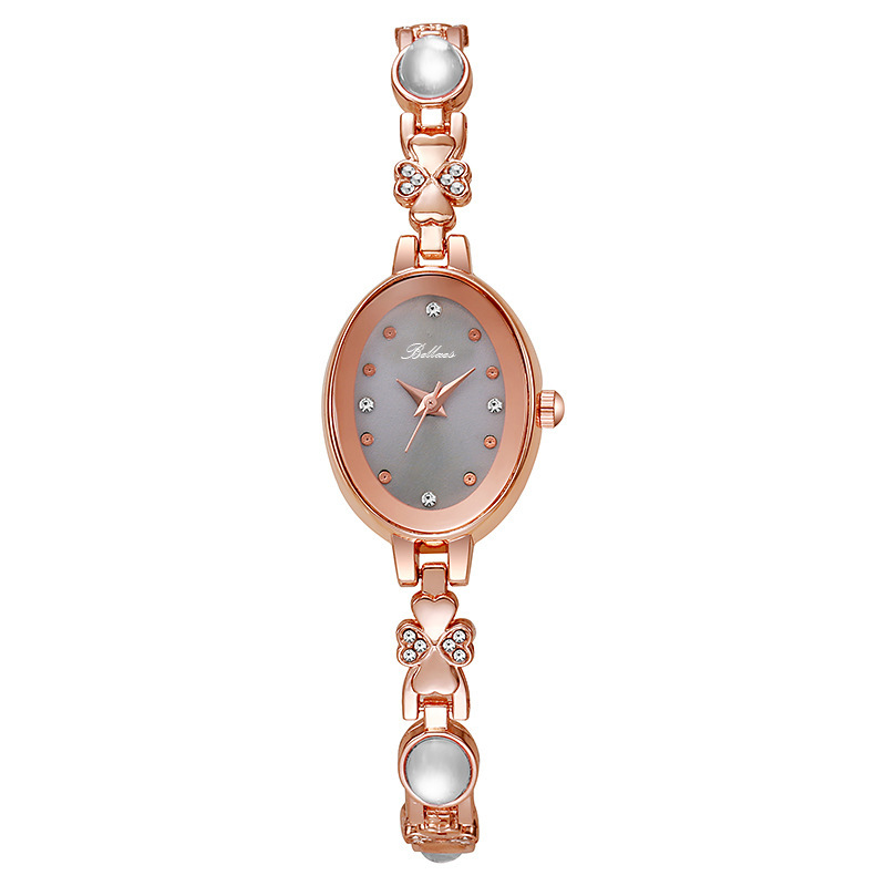 Joyería de lujo ligera con diamantes de cuarzo oval reloj de pulsera de mujer de alto valor visual temperamento de moda simple