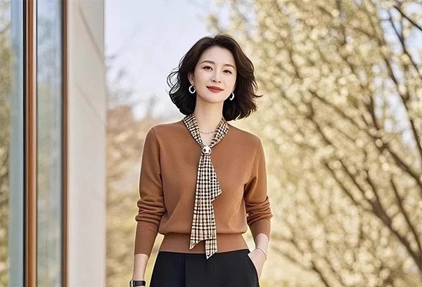 御姐轻熟风大码胖mm巨显瘦棕色针织衫半身裙子2025年新款女装套装|undefined