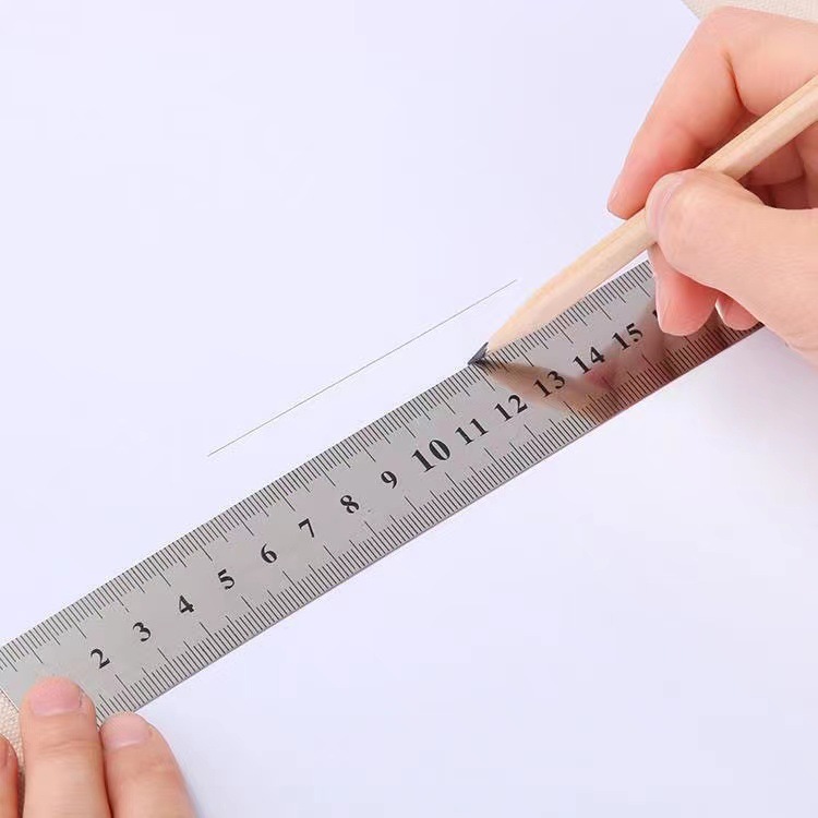 20/30cm stainless steel ruler metal long ruler double-sided scale iron ruler steel ruler drawing measurement student stationery