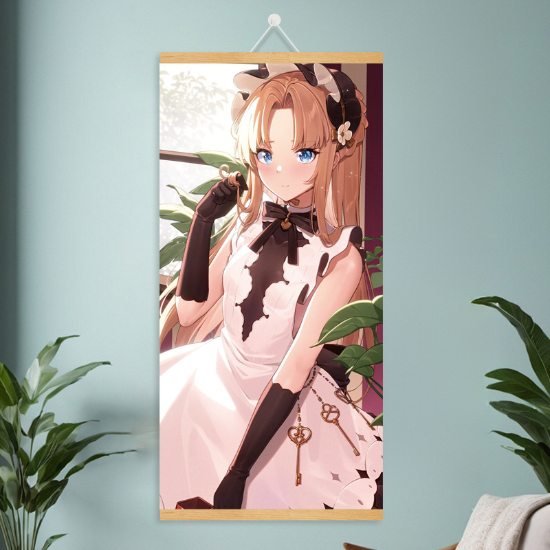 漫画コミック甘くてかわいい女の子ポスター工場ドロップシッピング無垢材スクロール吊り絵画越境電子商取引 Xiyin|undefined
