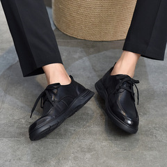 休閒真皮男鞋商務正裝軟底軟皮秋季新款平跟百搭爸爸鞋