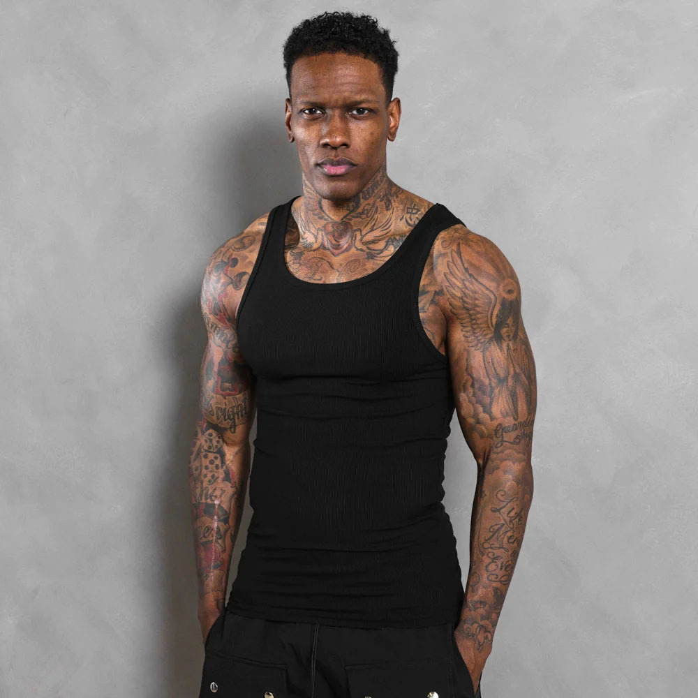 Men's Sports Tank Striped Thread American High Elastic Tight Sports Tank for Men's Summer Running Racerback Quick Drying Fitness_voghion.com
