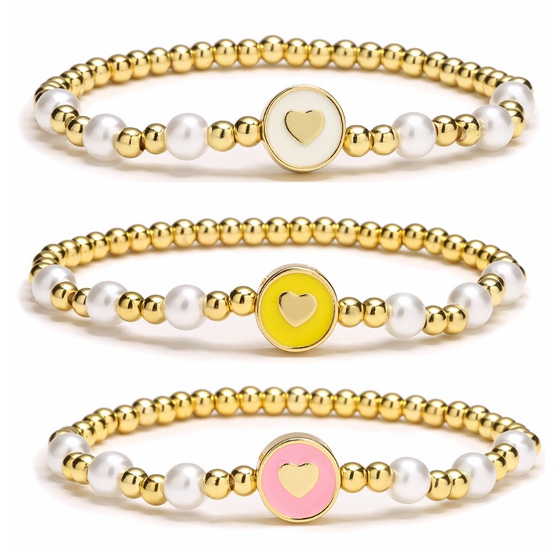 Viento europeo y americano diseño metal con cuentas amor elástico pulsera personalidad goteo empalme hip hop cadena de la mano joyería al por mayor