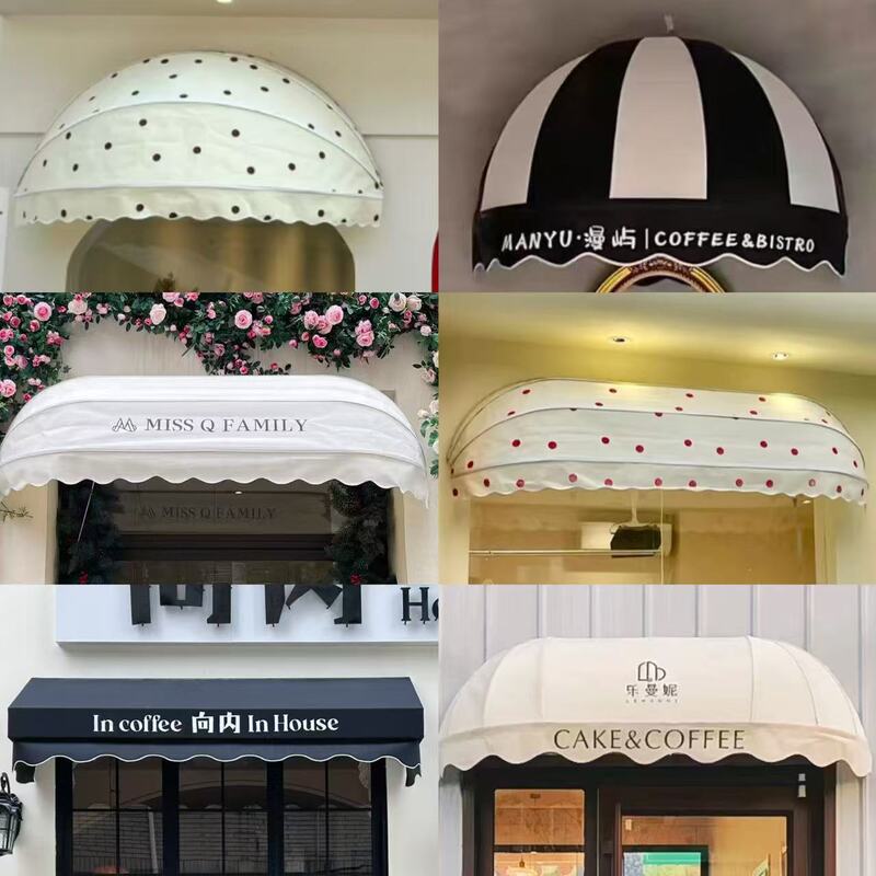 French Curved Canopy Door Head Decoration Fixed Trapezoidal Awning Shop Foldableing Semicircle Watermelon Canopy Window Canopy