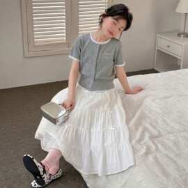 少女童韩系套装儿童小清新甜美夏装中大童装花边短袖半身裙两件套