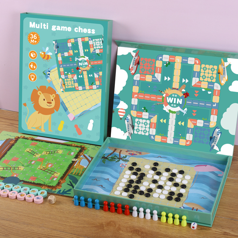 Damas de ajedrez voladoras ajedrez de cinco piezas ajedrez animal ajedrez serpiente ajedrez multifuncional juego dos en uno juguetes educativos para niños estudiante
