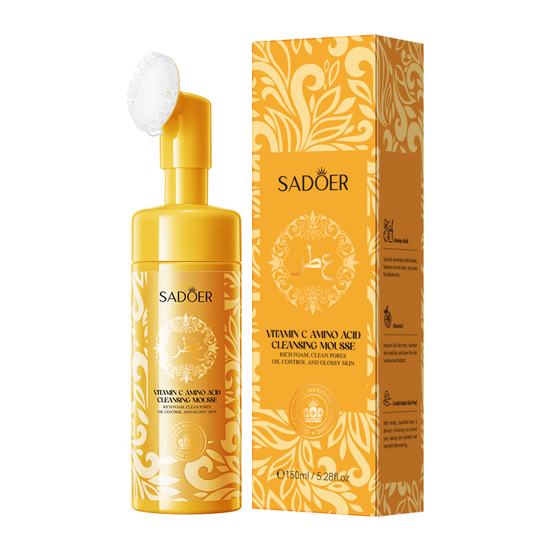 Espuma limpiadora facial SADOER pure English con aminoácidos de plantas y frutas, con cabezal de cepillo, venta al por mayor para comercio exterior transfronterizo.