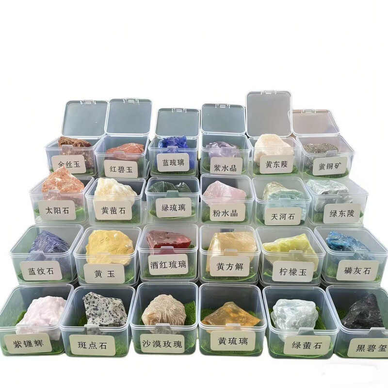 Natural Crystal Mineral Specimen Box for Teaching and Science Education, Mineral Specimen Ornament, Raw Stone for Home Desktop Display Natural Crystal Mineral Specimen Box for Teaching and Science Education, Mineral Specimen Ornament, Raw Stone for Home Desktop Display