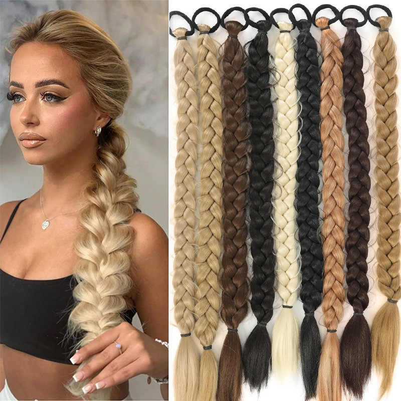 Foreign Trade Wigs European and American Braids Braided Chemical Fiber Artificial Hair Fashion High Ponytail Hair Wholesale