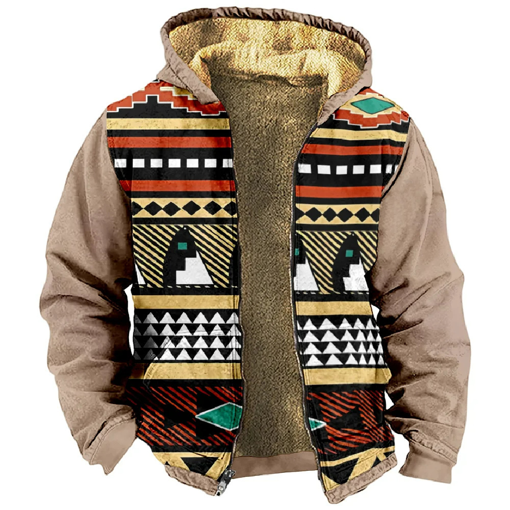 Chaqueta de manga larga con estampado de otoño para hombre de estilo británico retro Chaqueta con capucha con cremallera de venta directa de fábrica transfronteriza MF12