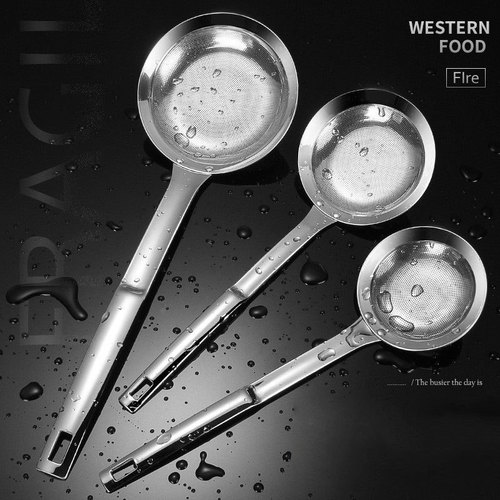 304 stainless steel filter spoon, fine mesh spoon, extended thickened mesh spoon, foam spoon, home kitchen cooking skimming spoon