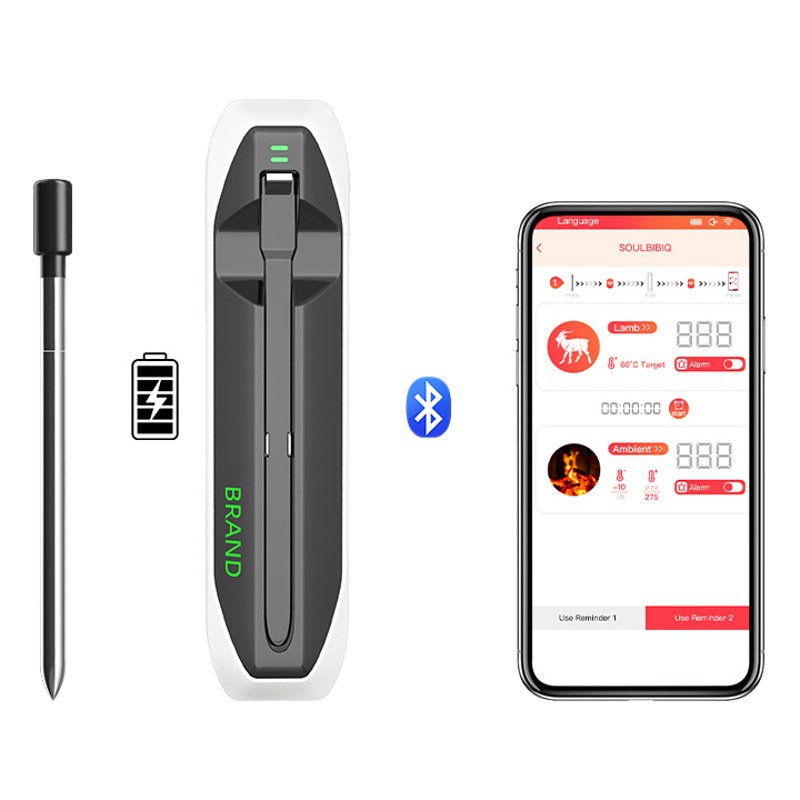 Inteligente inalámbrico barbacoa termómetro móvil APP Bluetooth barbacoa sonda caja termómetro de carne