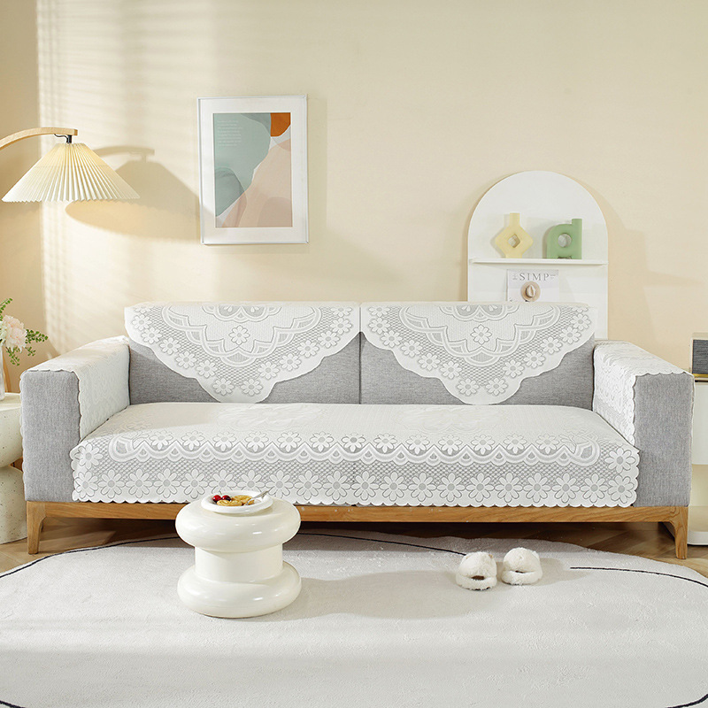 Sofa Back Towel Lace Sofa Towel Fabric Armrest Towel European Style Thin White Full Cover Sofa Towel Back Towel