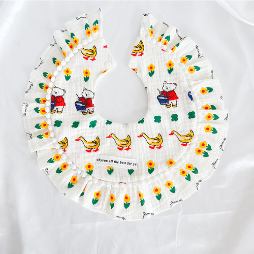 ins new autumn and winter baby gauze thickened waterproof saliva towel princess palace style enlarged 360 degree bib bib