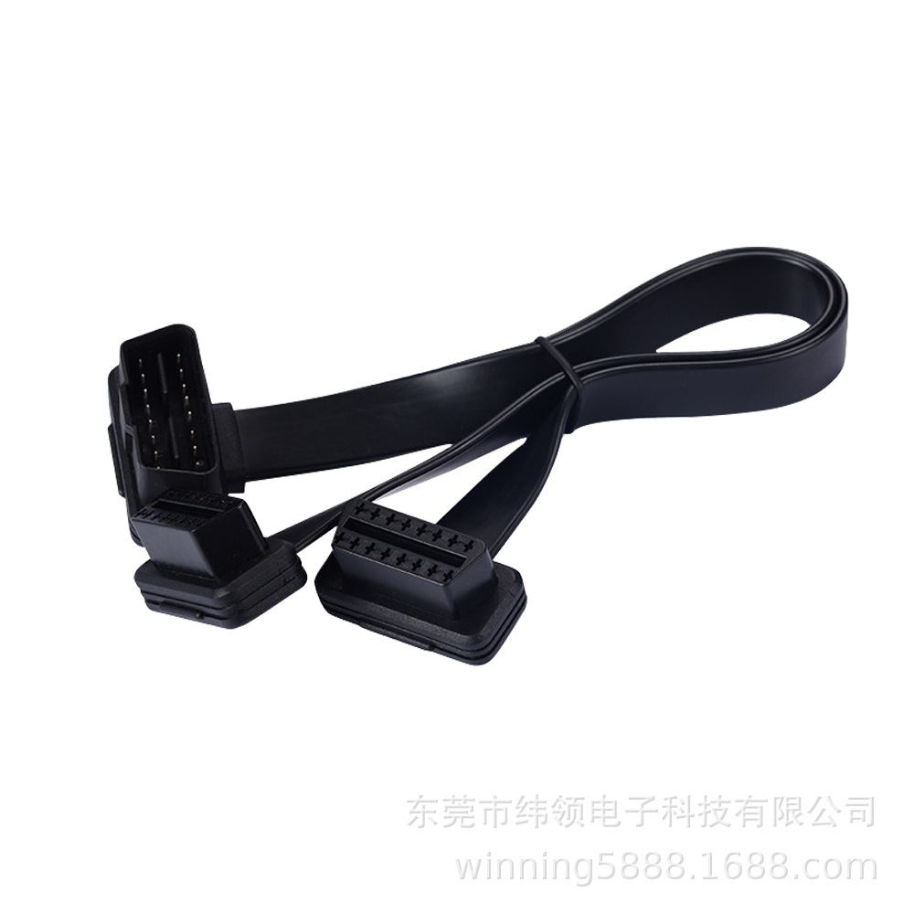 OBD2扁平OBD电缆用于OBD2故障代码的16针Mal至内螺纹扁平OBD2电缆