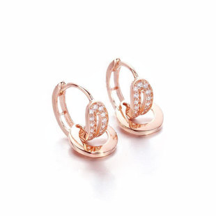 星芙奥 Purple gold pure Russian round earrings for women, versatile classic luxury 585 rose gold plated earrings
