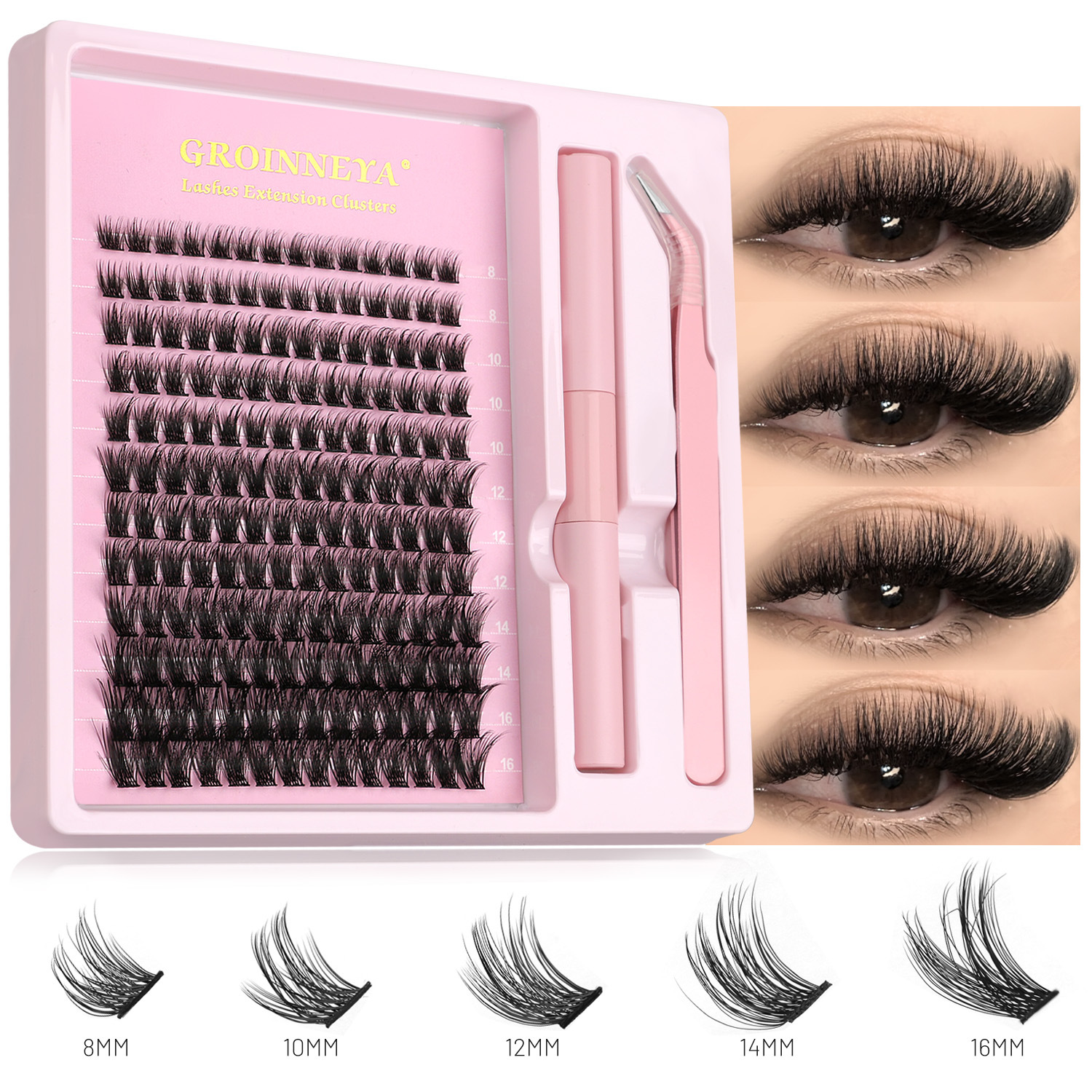 【跨境热销】欧美大容量分段假睫毛热熔朵毛单簇自嫁接睫毛套装