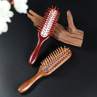 Sandalwood Small Exquisite Air Cushion Massage Comb Air Bag Comb Solid Wood Fluffy Comb Simple Red Women's Travel Comb