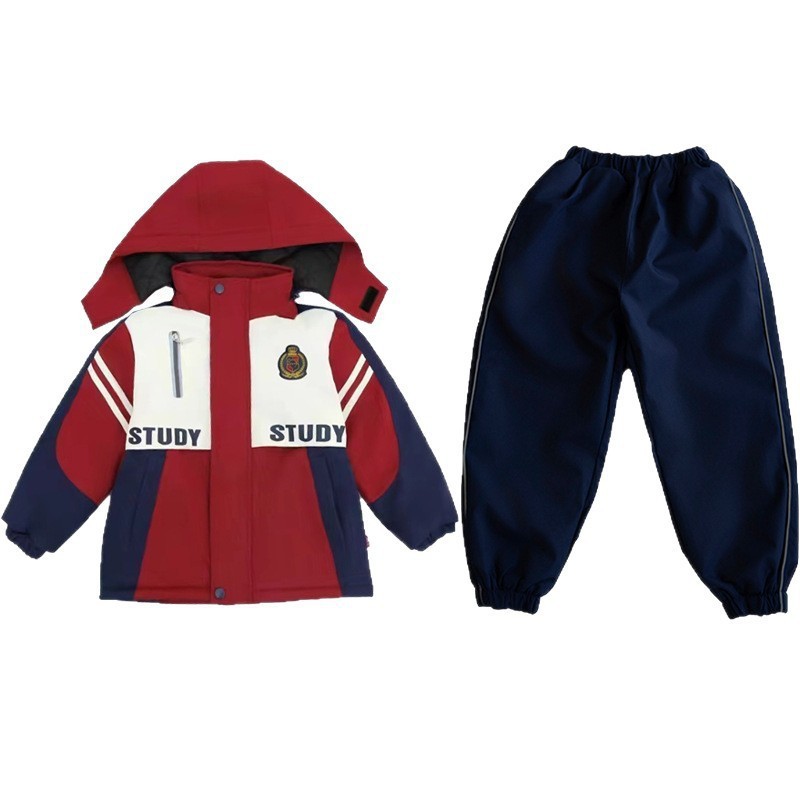 幼儿园园服秋冬装儿童班服套装小学生校服红色冲锋衣棉服棉袄班服