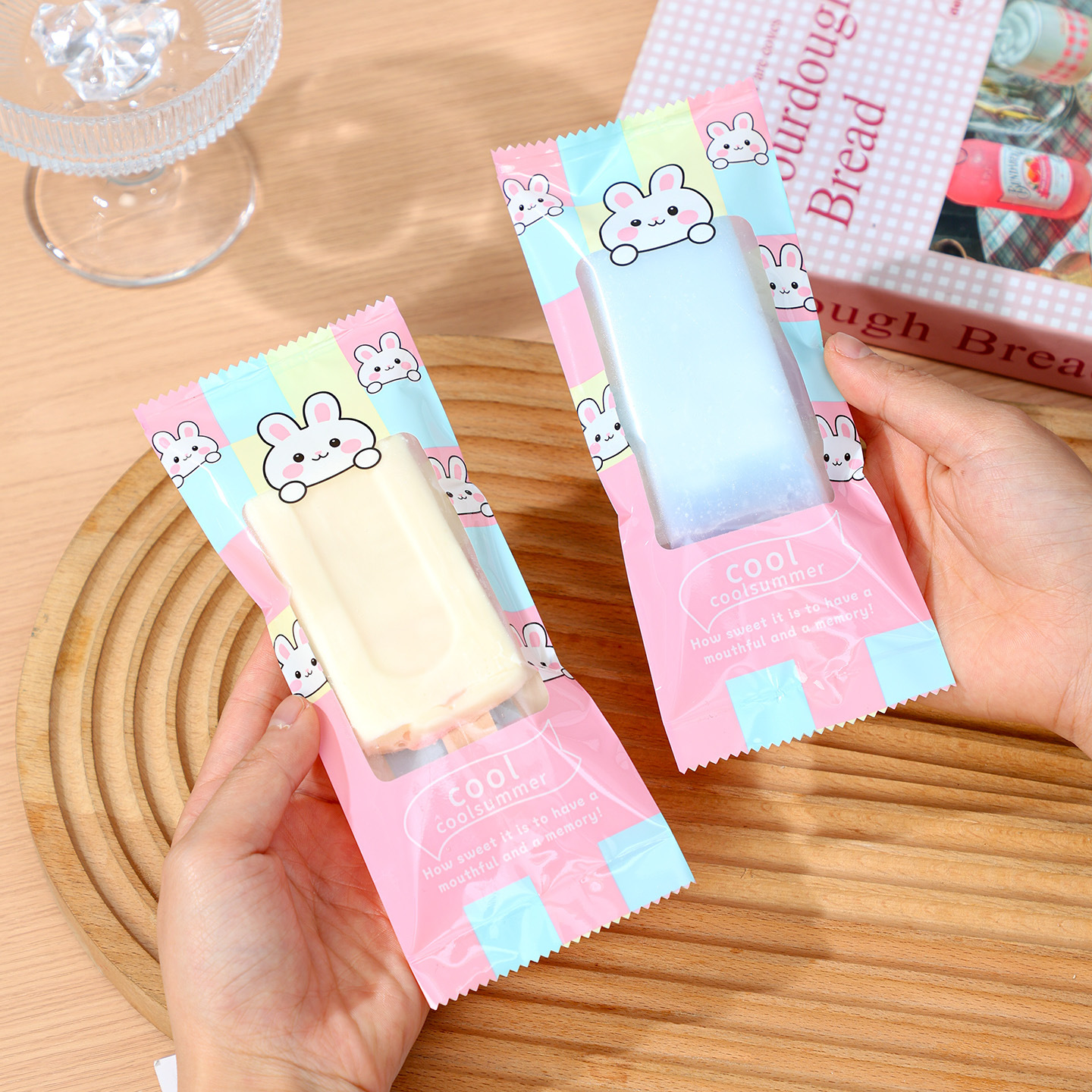 Bolsa de embalaje de paletas de hielo Bolsa de embalaje de helado grueso Bolsa de helado Helado varilla de madera Máquina de sellado Bolsa de plástico transparente