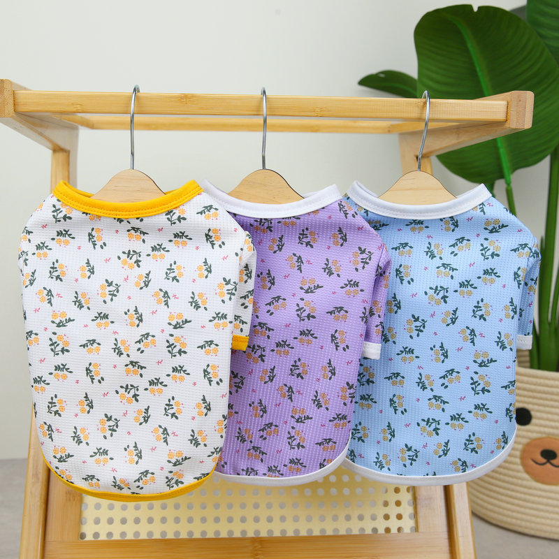 (2개) 2022 새로운 애완 동물 의류 가을, 겨울 작은 꽃 가디건 스웨터 중소형 개 의류 및 의류