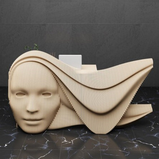 Indoor Beauty Salon Reception Consultation Desk Solid Wood Slice Front Desk Beauty Face Shape Creative Personalized Table Customization
