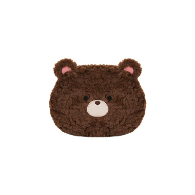 Headrest Plush Comfortable Car Seat - rabbit-fur-frayed-bear-headrest-dark-coffee