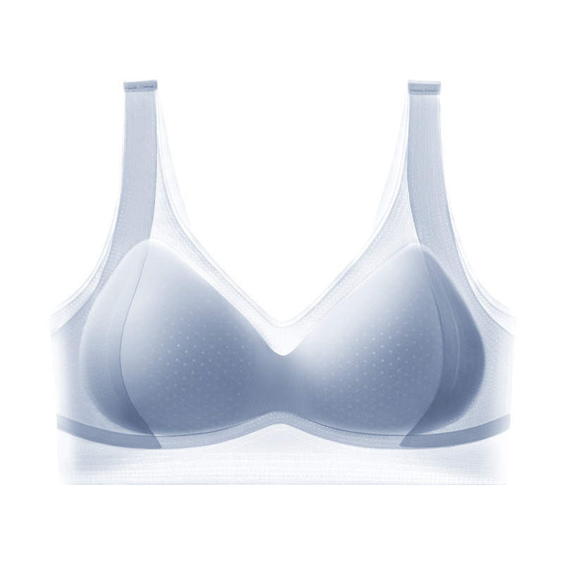 Ropa interior de elevación de soporte suave sin costuras para mujer, chaleco anti-caída sin anillo de acero, sujetador de gelatina de copa fija delgada para mujer