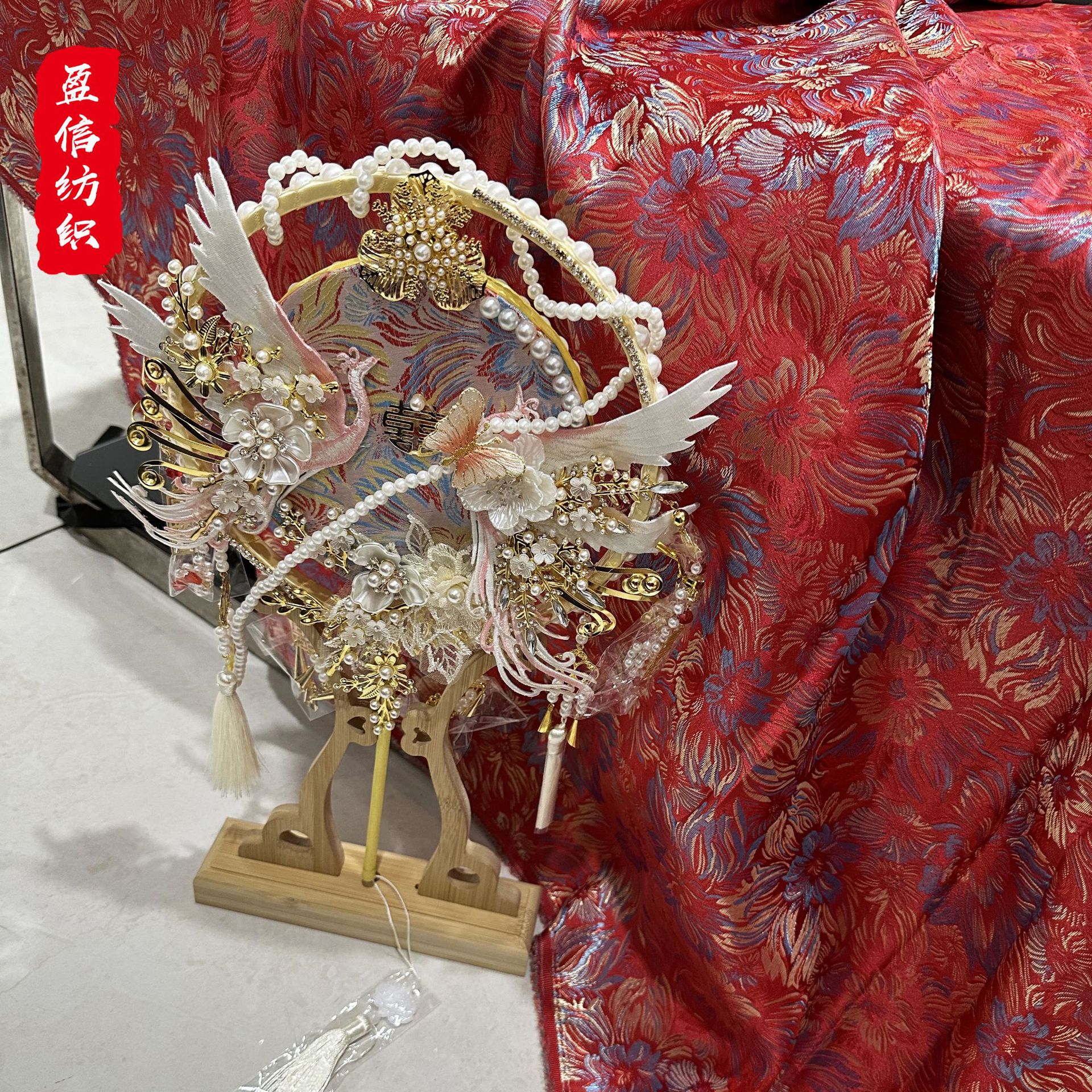 150色织织锦缎礼炮花布料国风团扇面料高温定型古风婚庆锦缎布