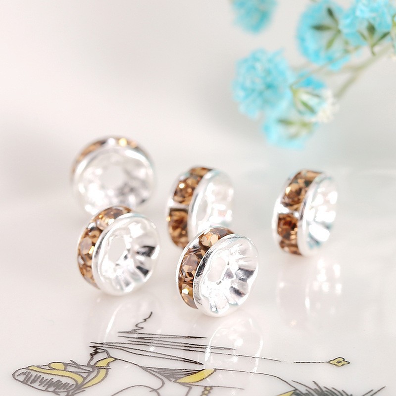 Anillo de diamante espaciador cuentas pulsera de color diamante espaciador rueda llanta 4/6/8/10/12mm DIY joyería accesorios hechos a mano